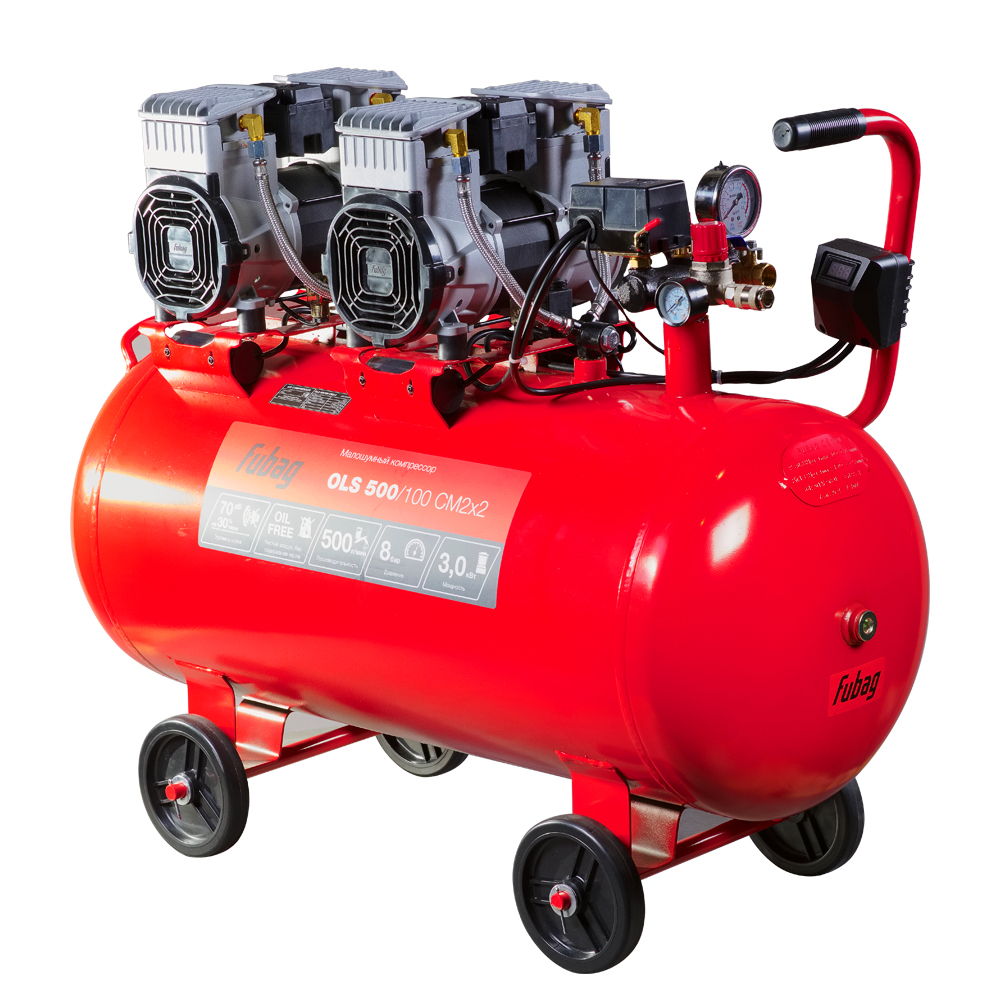 Компрессор безмасляный коаксиальный малошумный FUBAG OLS 500/100 CM2х2