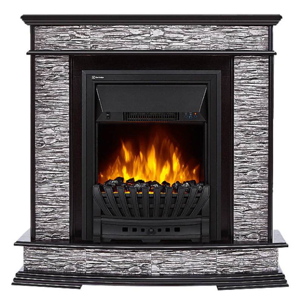 Каминокомплект Firelight: Очаг EFP/P-1020LS,портал Scala Classic сланец скалистый серый,шпон венге