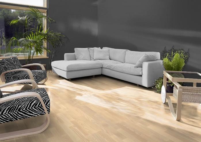 Паркетная Доска Upofloor Амбиент Ясень Натуре Пропитка белым маслом 3-полосный