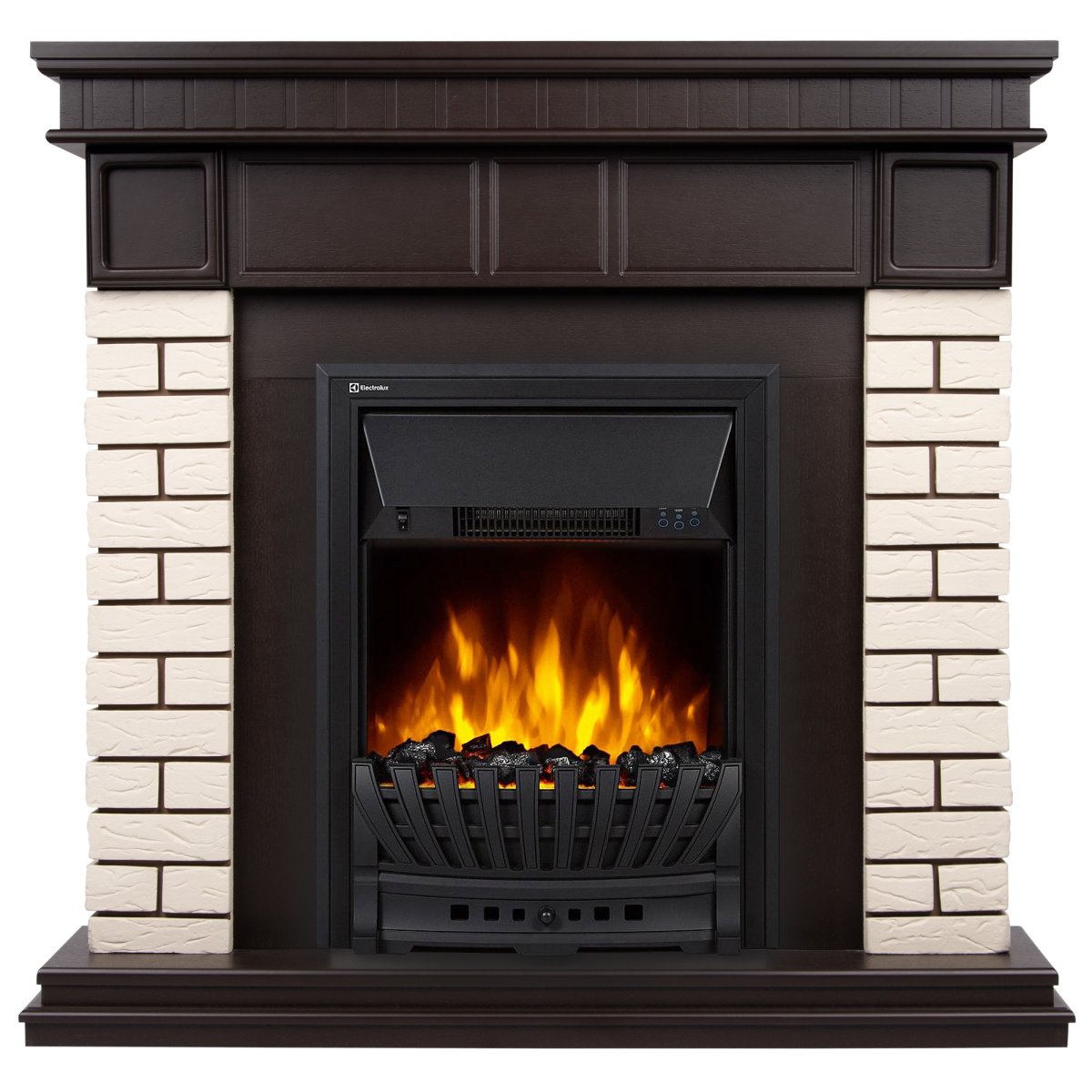 Портал Firelight Bricks Classic камень бежевый, шпон темный дуб