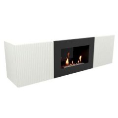 Каминокомплект: Тумба с биокамином Firelight BFP/P-1400L белая+набор керамических дров сосна