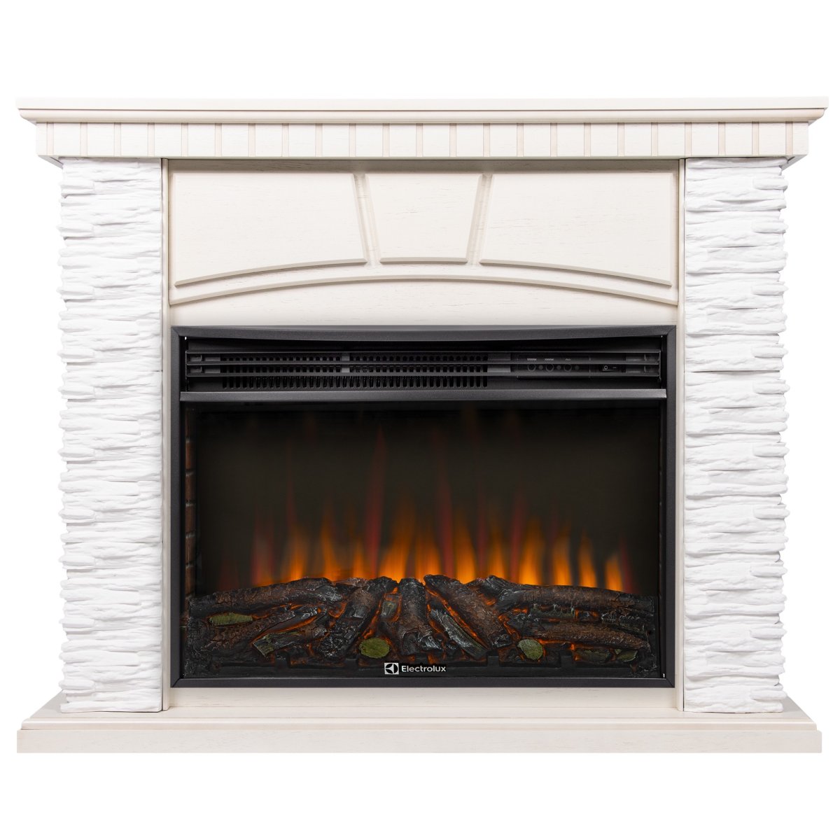 Портал Firelight Porto 30 камень белый, шпон беленый дуб