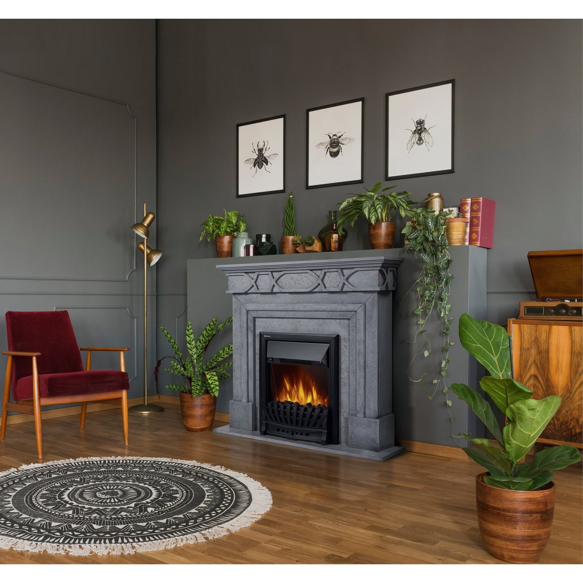 Каминокомплект Firelight: Очаг Classic EFP/P-1020LS, портал Antico Classic серый