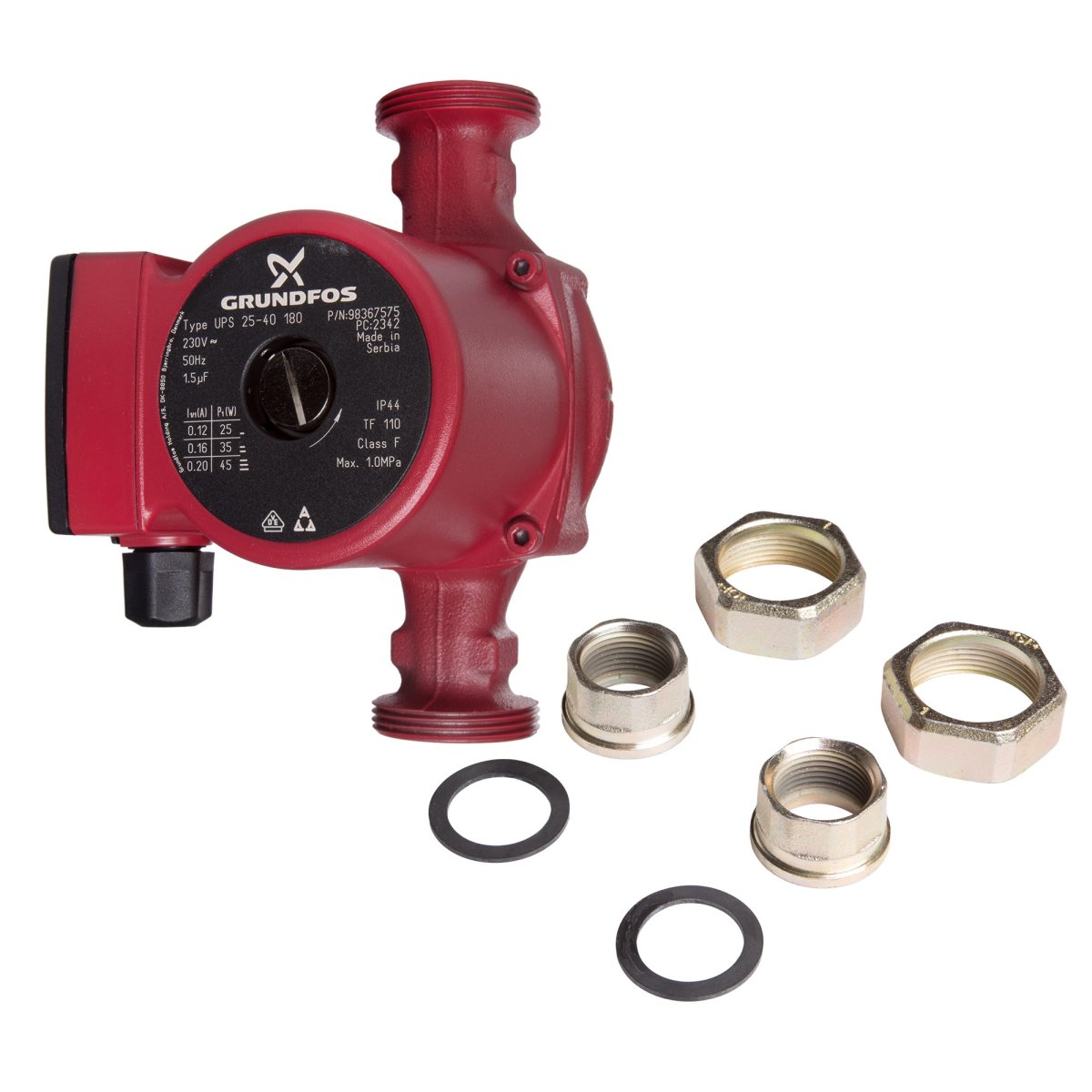 Насос циркуляционный GRUNDFOS UPS 25-40 EU, с гайками