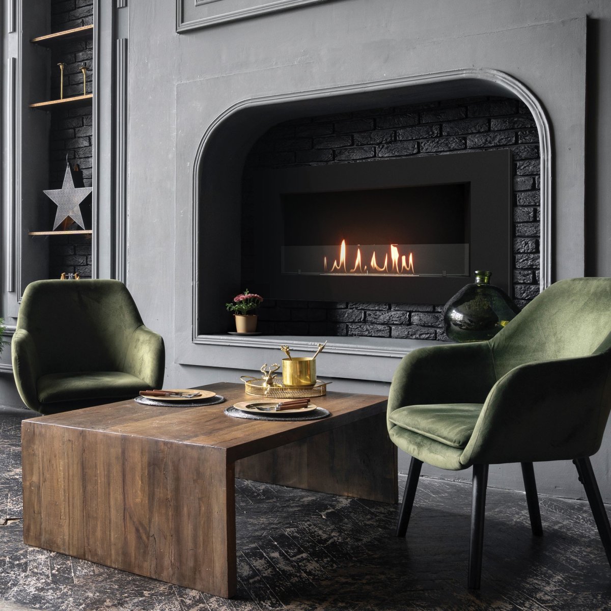 Каминокомплект:Биокамин Firelight BFP/W-110+Набор керамических камней М, черные